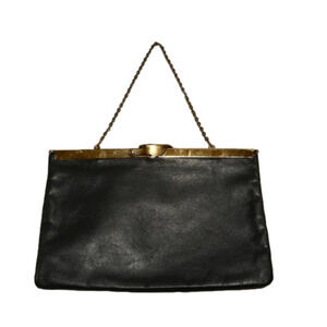 Vintage Etra leather grey clutch purse with gold chain